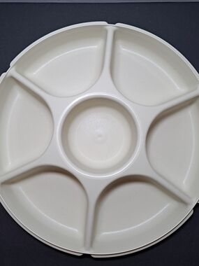 Vintage Tupperware Divided Vegetable / Fruit Serving with Dip Tray Circa 1970's